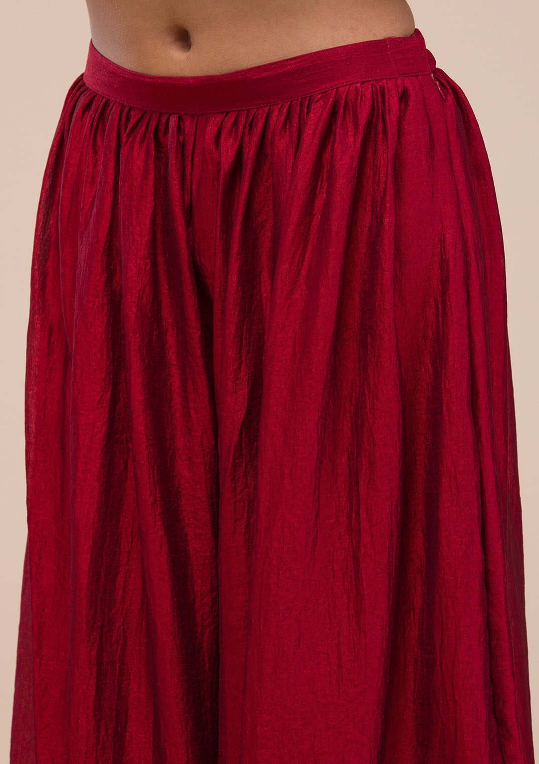 Maroon Zariwork Raw Silk Readymade Salwar Suit-Koskii