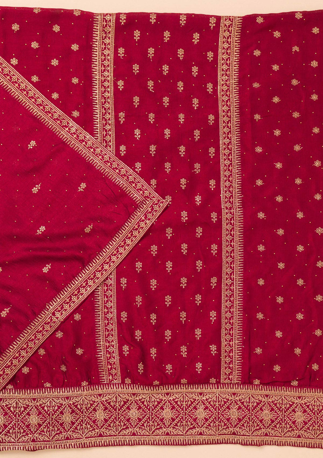 Maroon Zariwork Raw Silk Unstitched Salwar Suit-Koskii