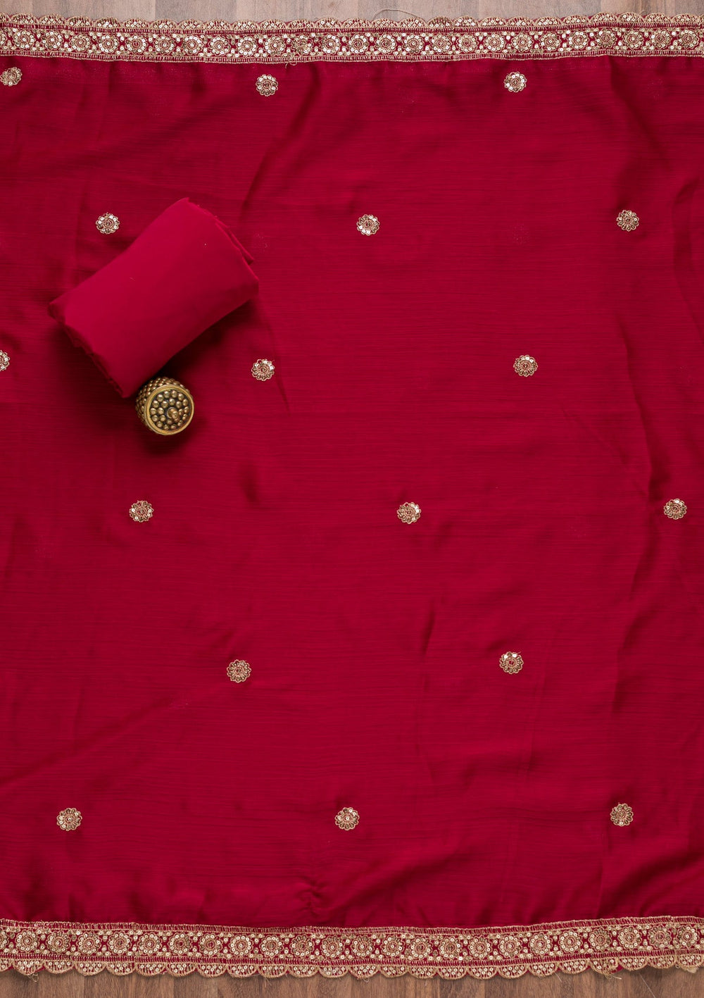 Maroon Zariwork Semi Crepe Unstitched Salwar Suit-Koskii
