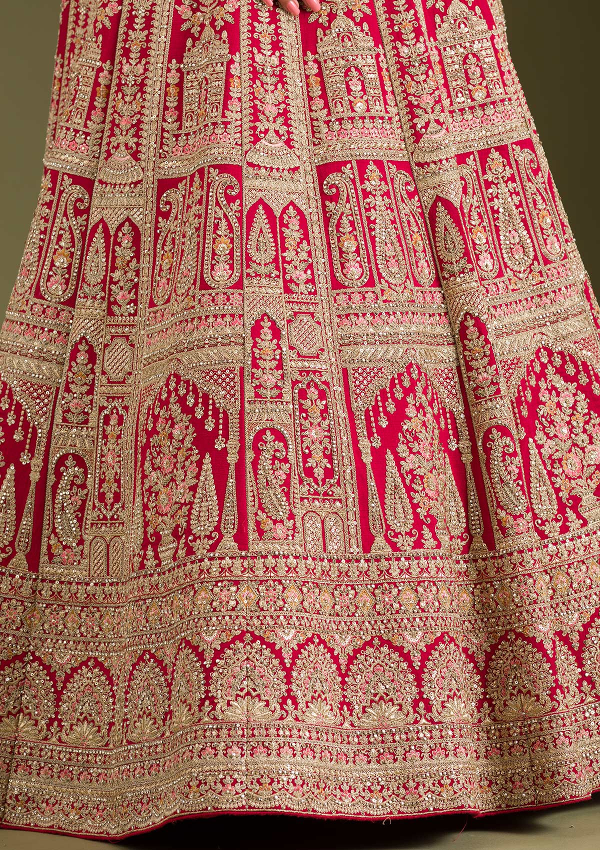 Maroon Zariwork Silk Readymade Lehenga-Koskii