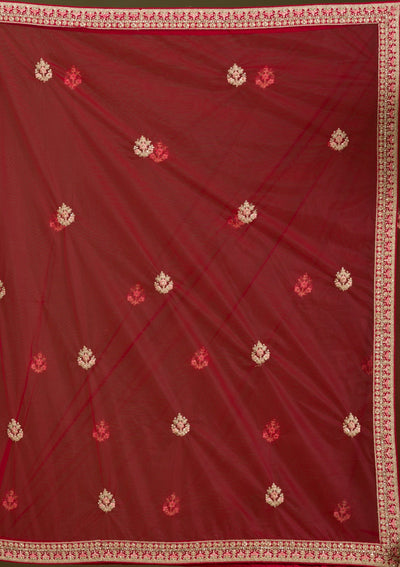 Maroon Zariwork Silk Readymade Lehenga-Koskii