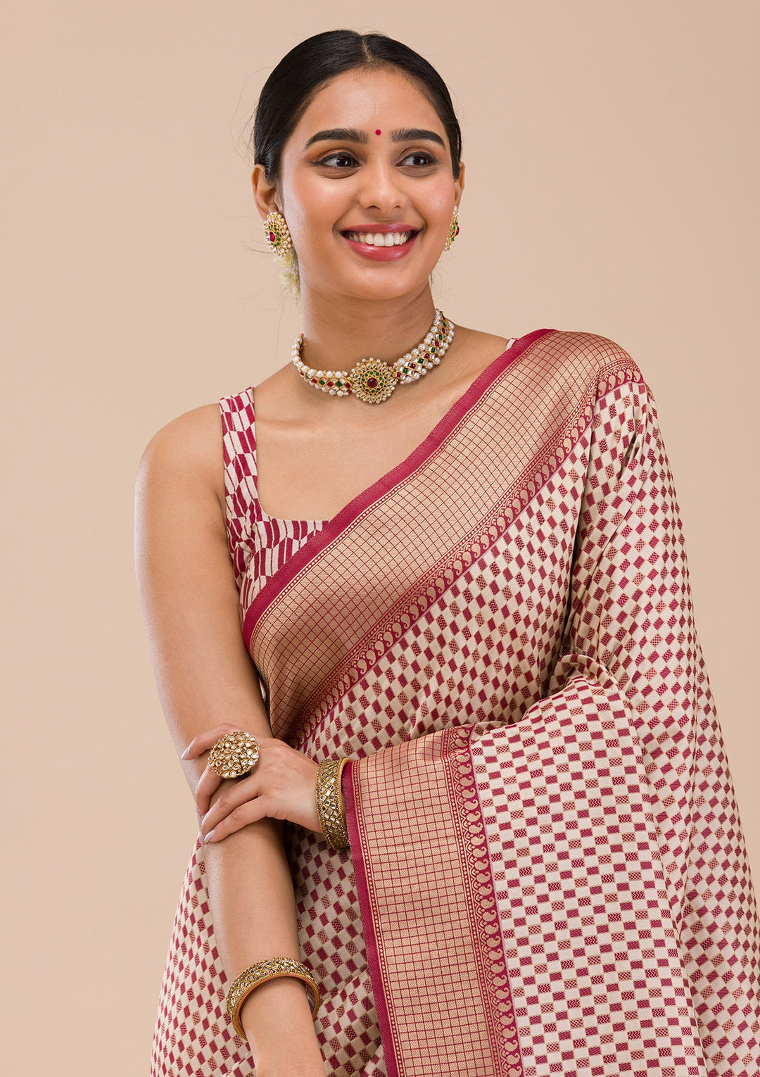 Maroon Zariwork Silk Saree-Koskii