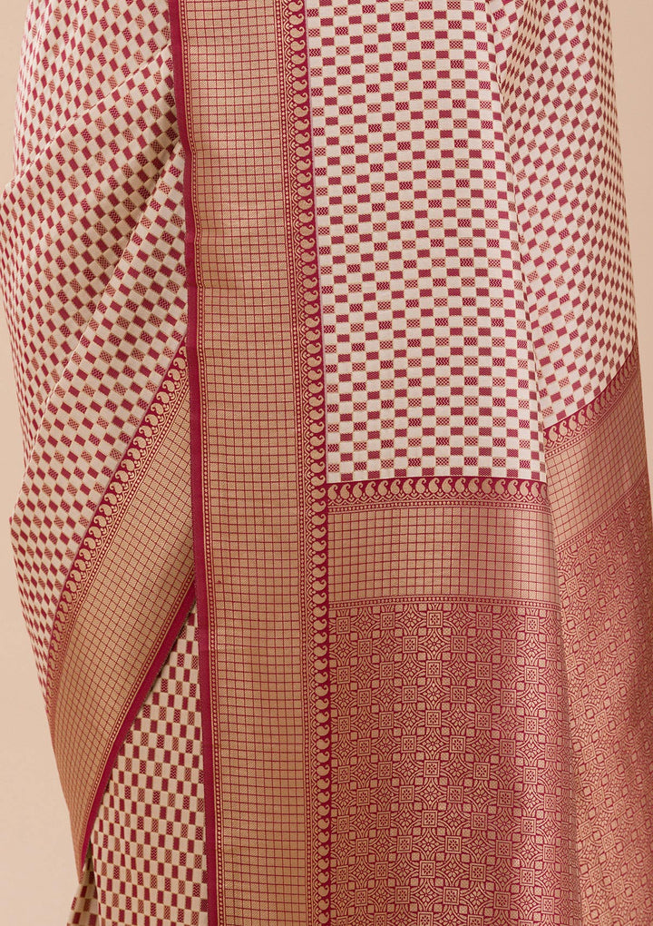 Maroon Zariwork Silk Saree-Koskii