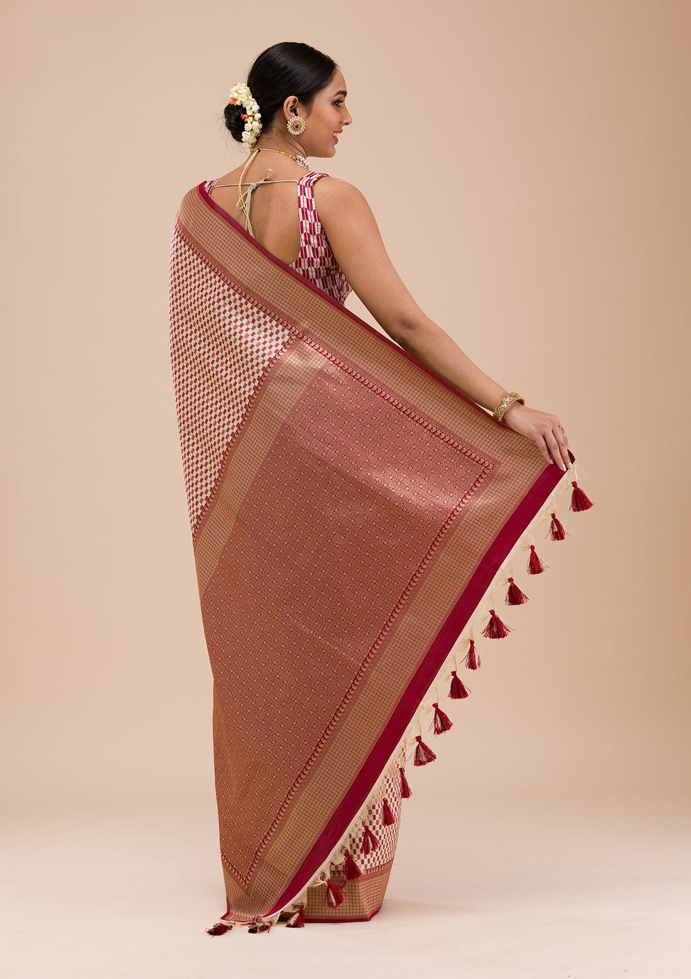 Maroon Zariwork Silk Saree-Koskii
