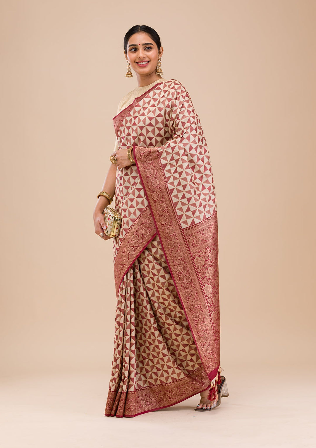 Maroon Zariwork Silk Saree-Koskii