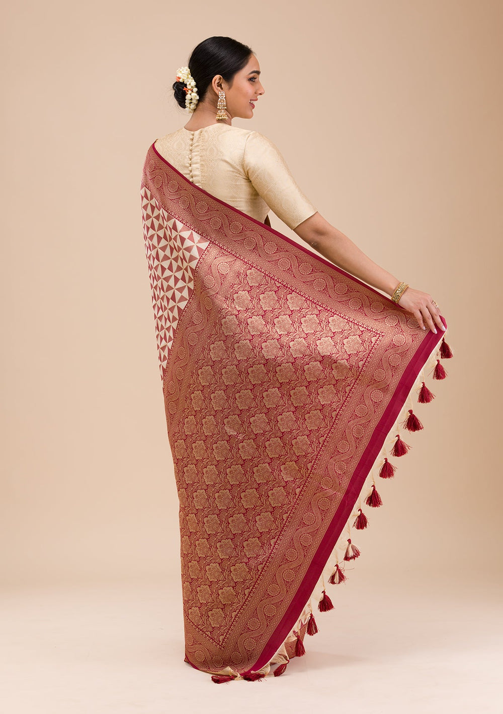 Maroon Zariwork Silk Saree-Koskii