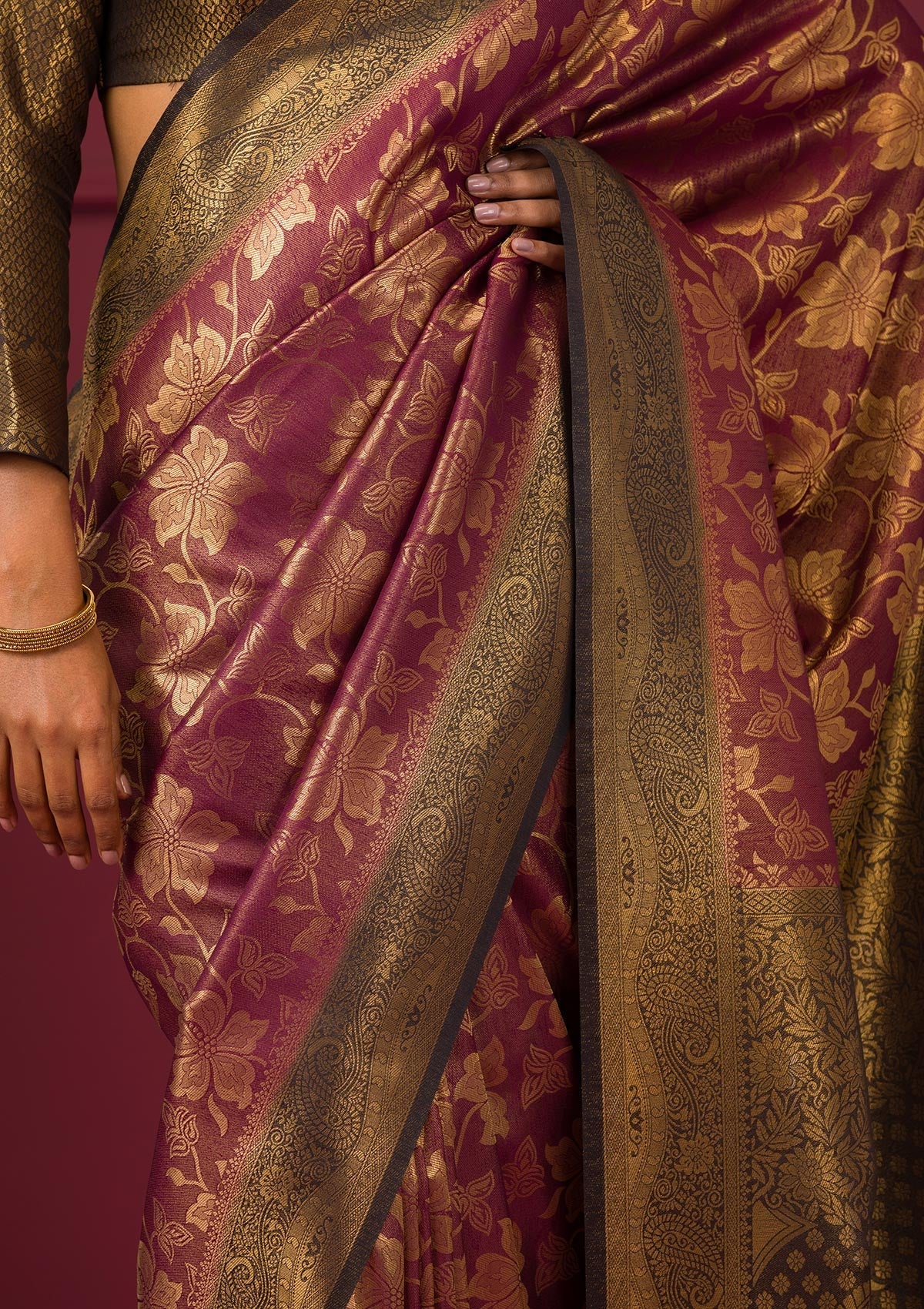 Maroon Zariwork Soft Silk Saree-Koskii