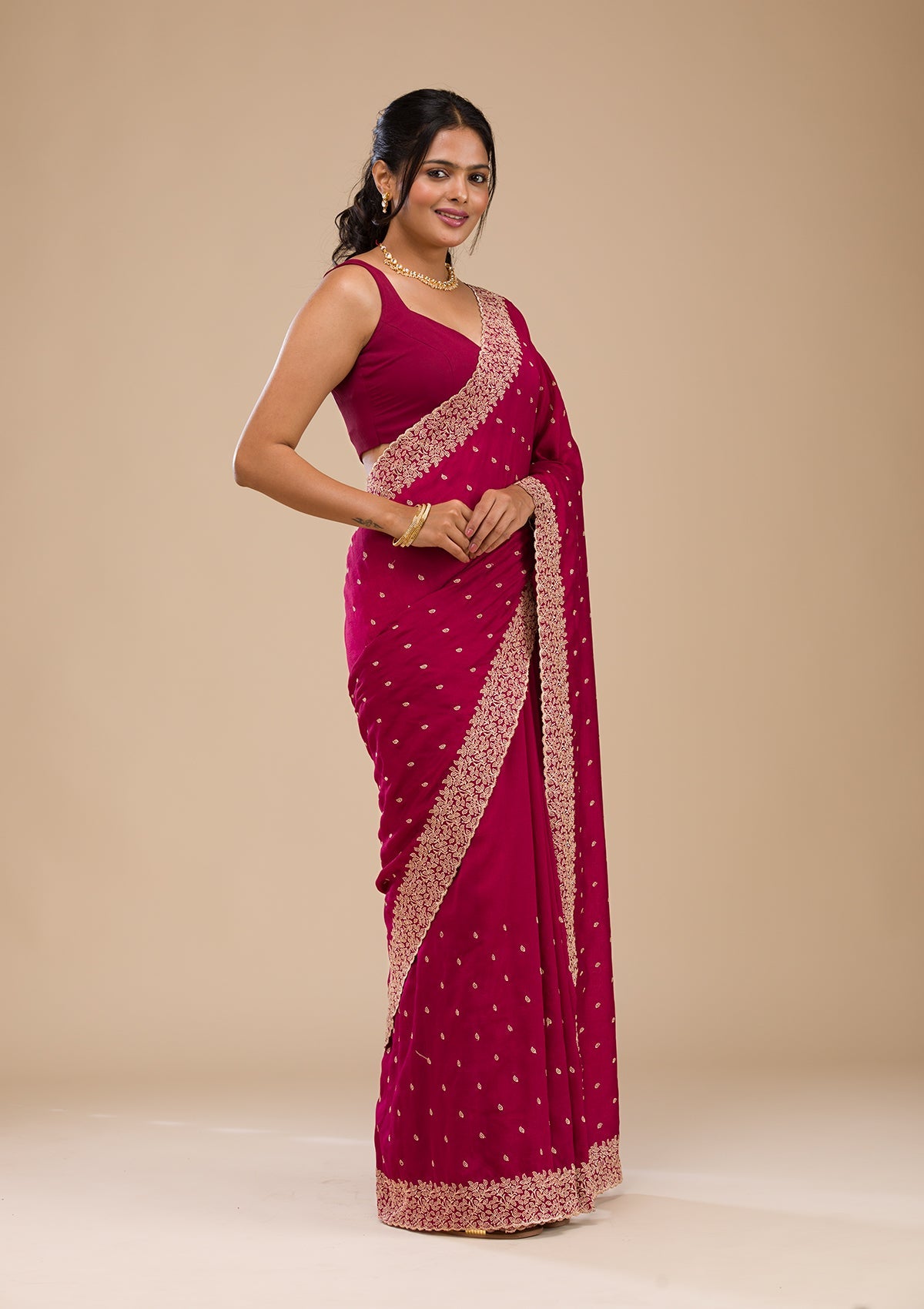 Maroon Zariwork Soft Silk Saree