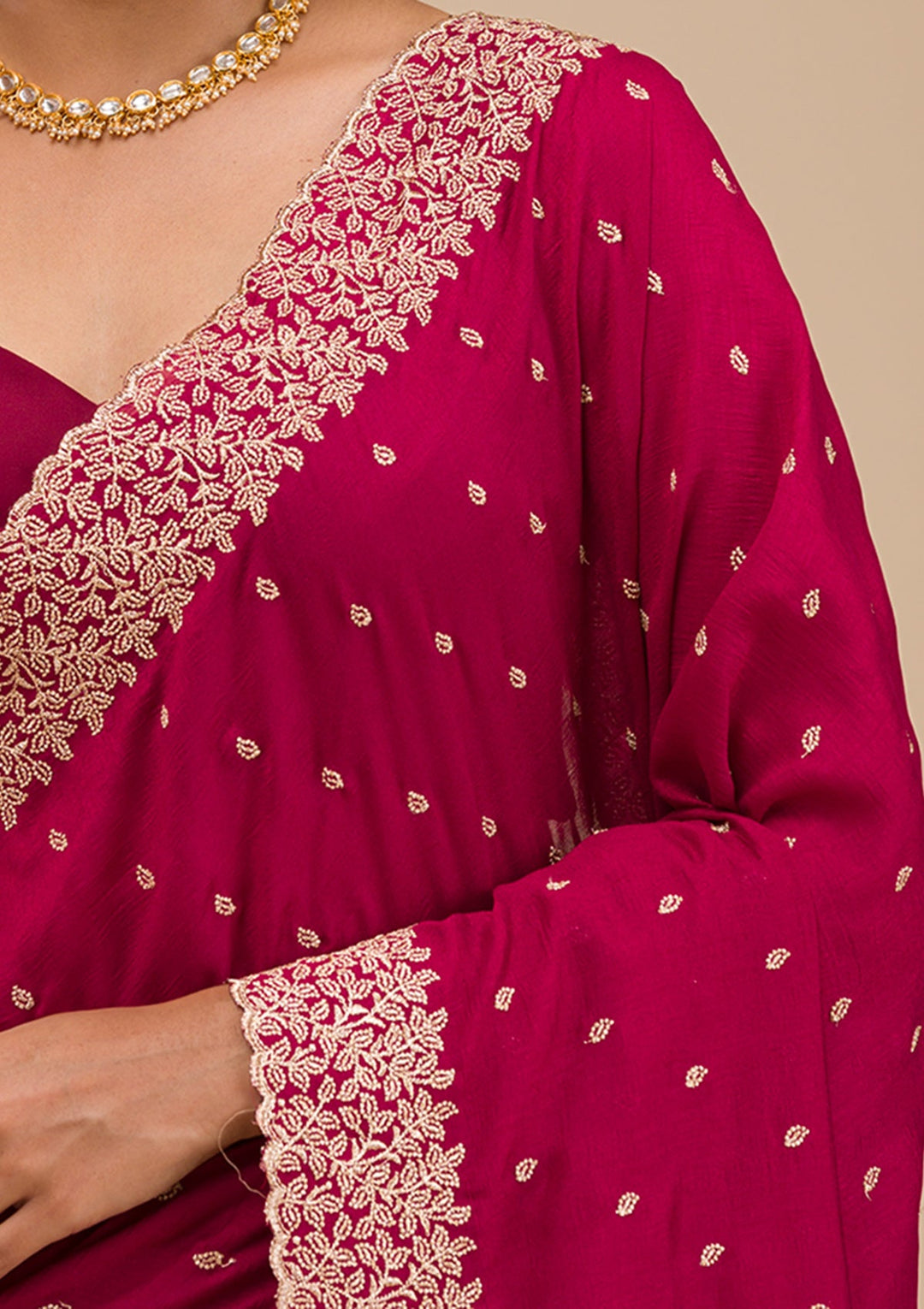 Buy Maroon Zariwork Soft Silk Saree - Koskii