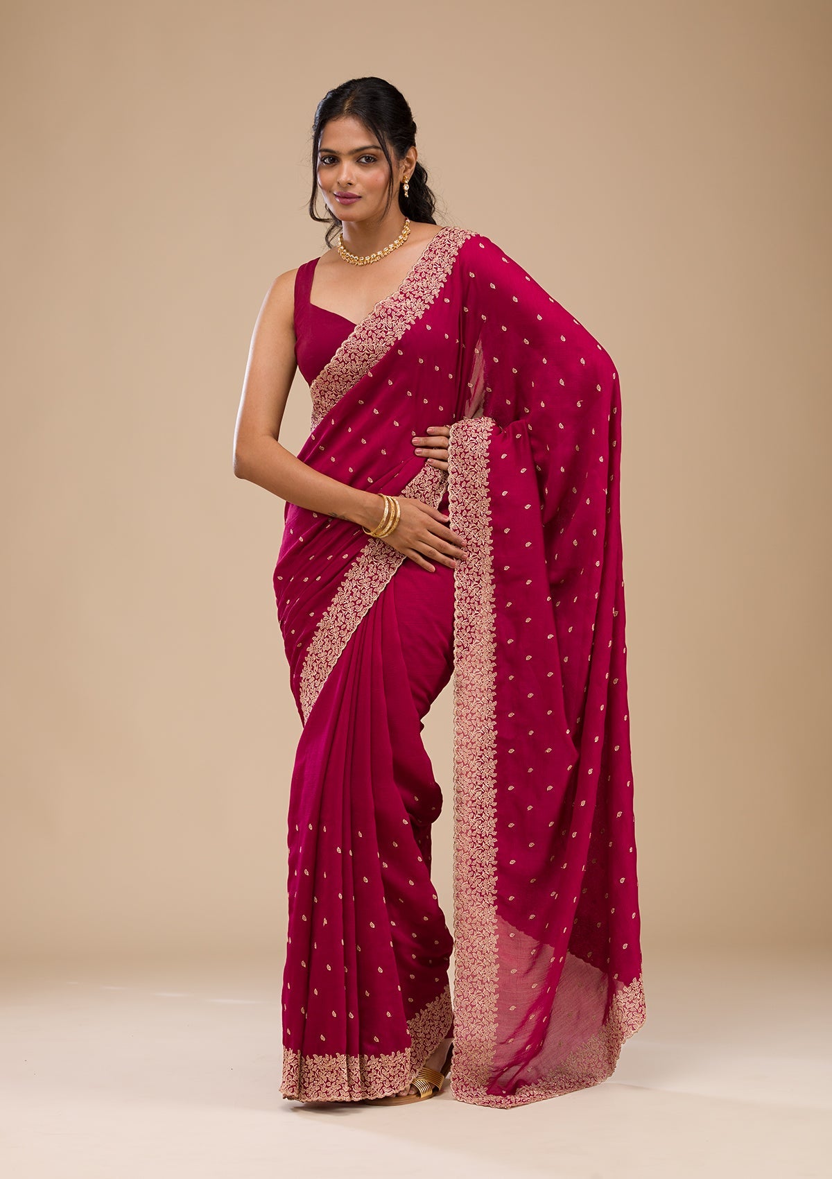 Maroon Zariwork Soft Silk Saree