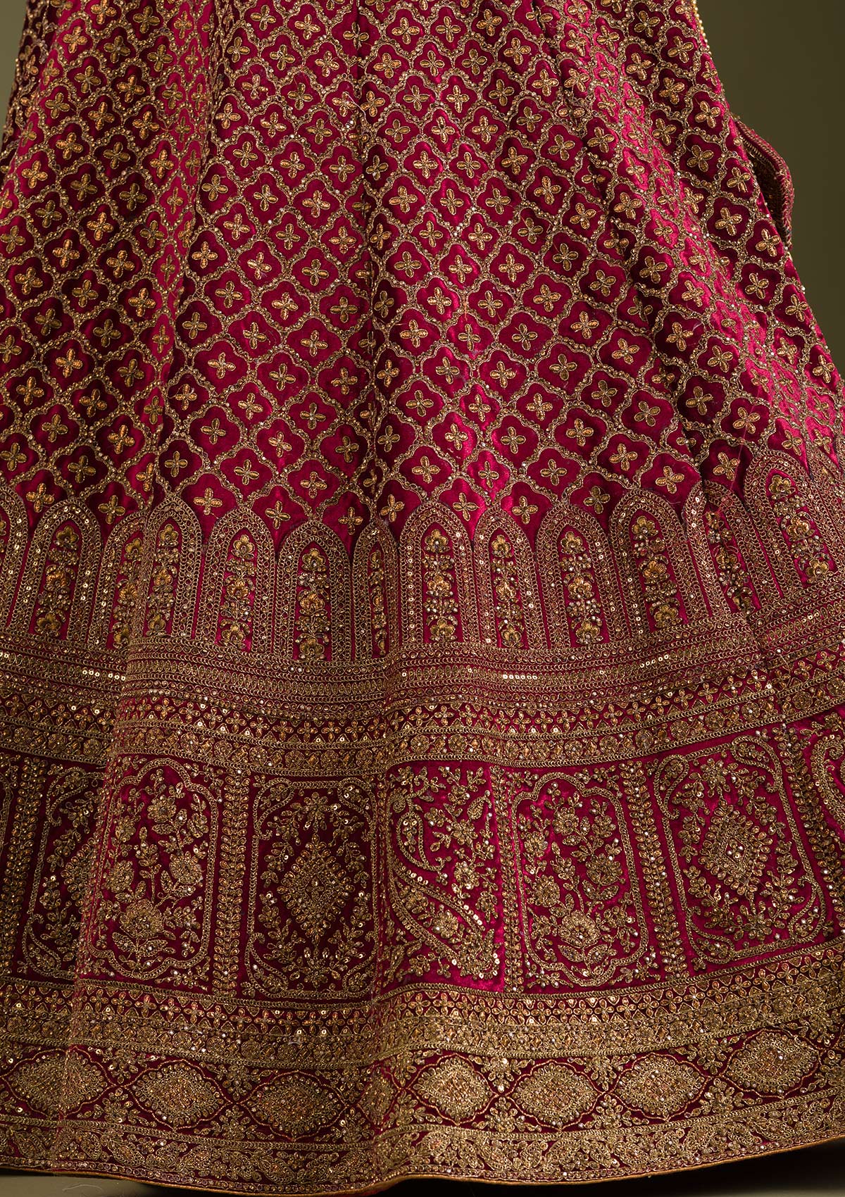 Maroon Zariwork Velvet Readymade Lehenga-Koskii