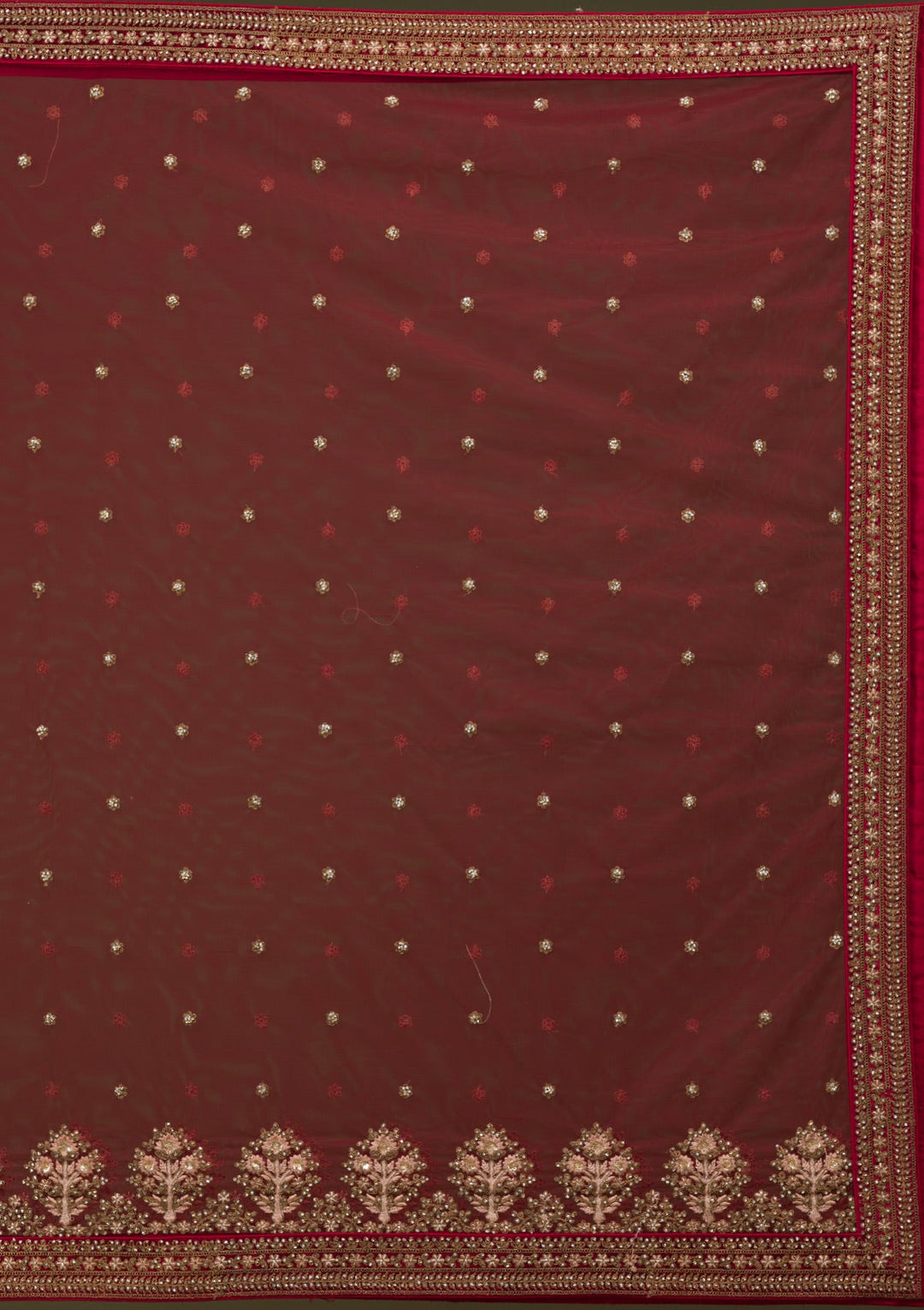 Maroon Zariwork Velvet Readymade Lehenga-Koskii