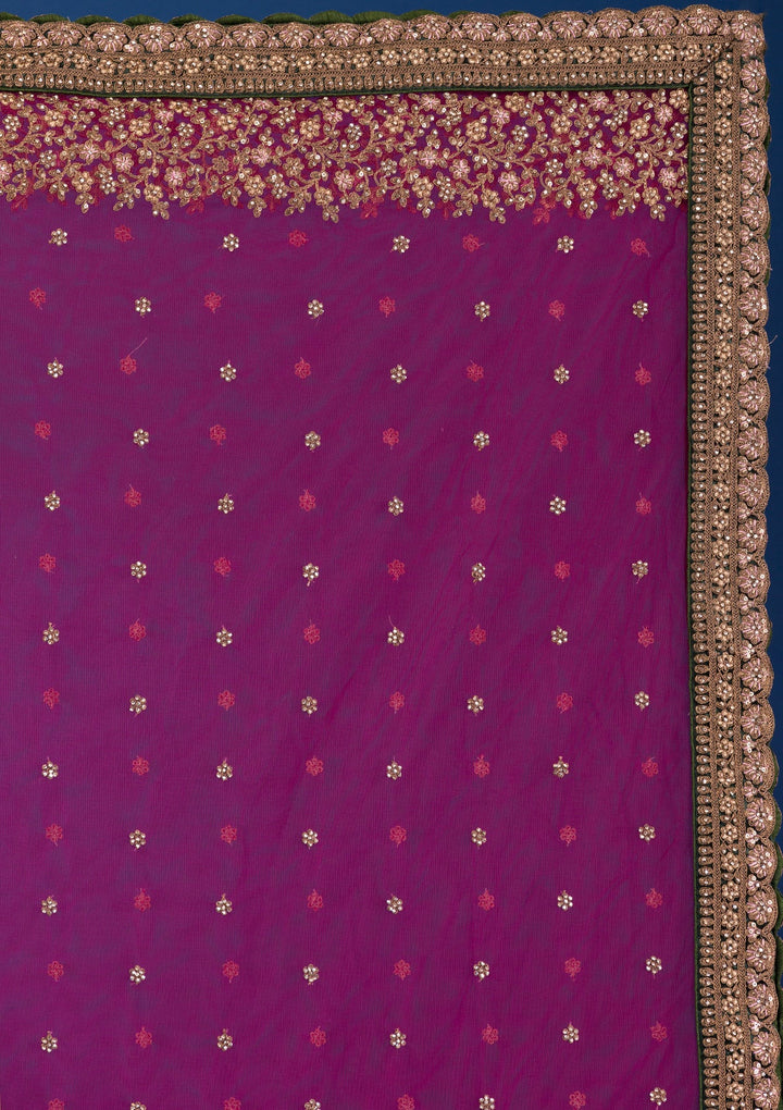 Maroon Zariwork Velvet Readymade Lehenga-Koskii