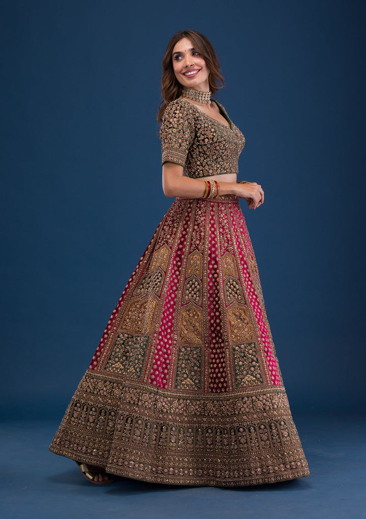 Maroon Zariwork Velvet Readymade Lehenga-Koskii