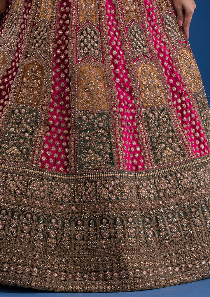 Maroon Zariwork Velvet Readymade Lehenga-Koskii