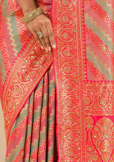 Mauve Cutdana Art Silk Saree-Koskii