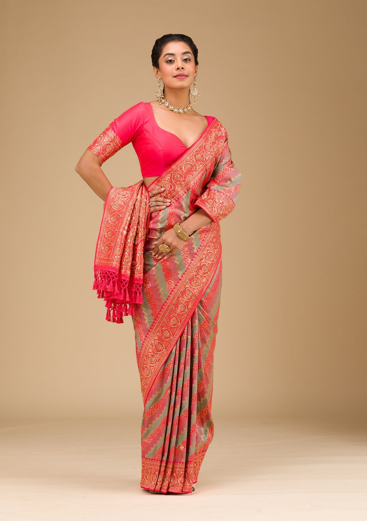 Mauve Cutdana Art Silk Saree-Koskii