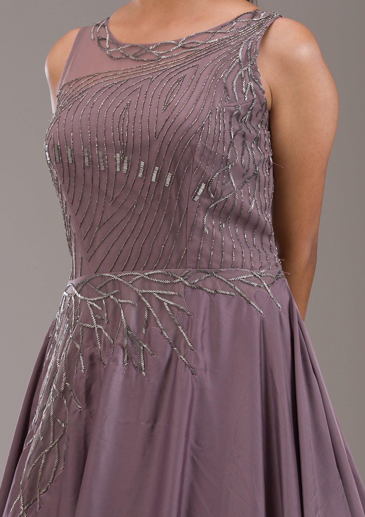 Mauve Cutdana Satin Gown-Koskii