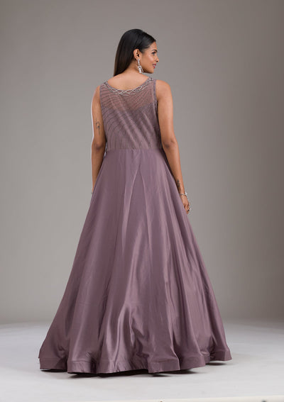 Mauve Cutdana Satin Gown-Koskii