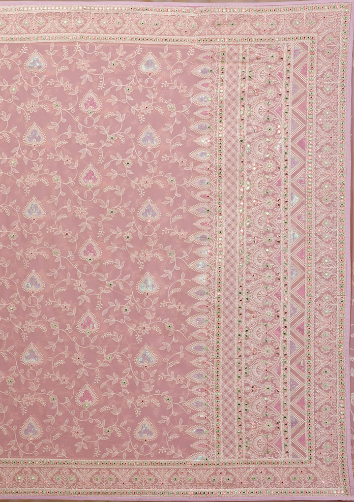 Mauve Gotapatti Chiffon Saree-Koskii