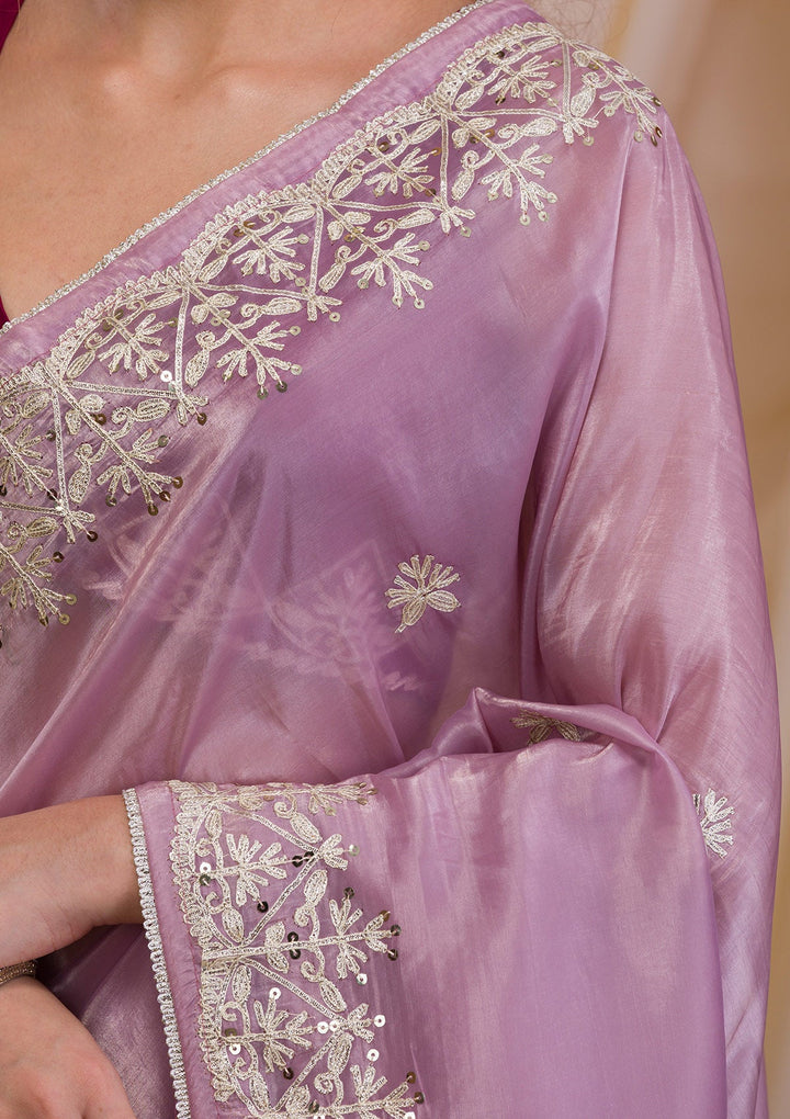 Mauve Gotapatti Tissue Saree-Koskii