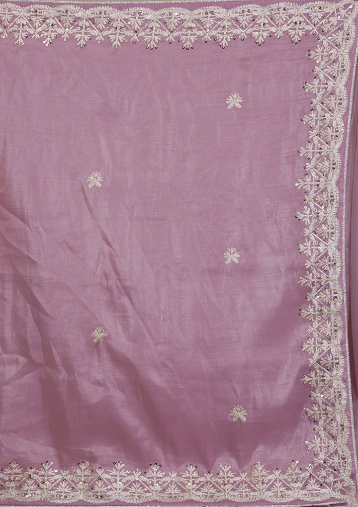 Mauve Gotapatti Tissue Saree-Koskii