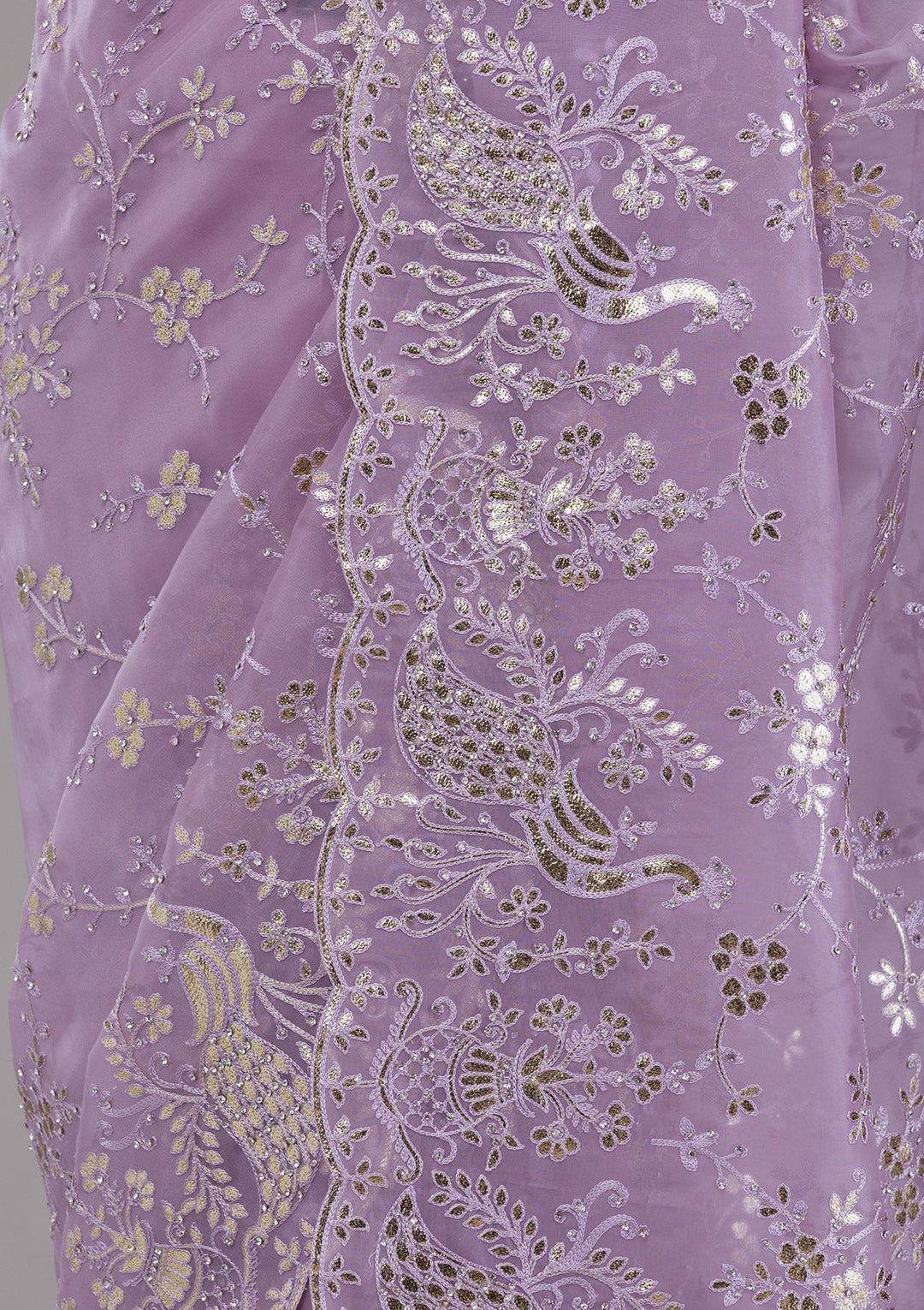 Mauve Gotapatti Tissue Saree-Koskii