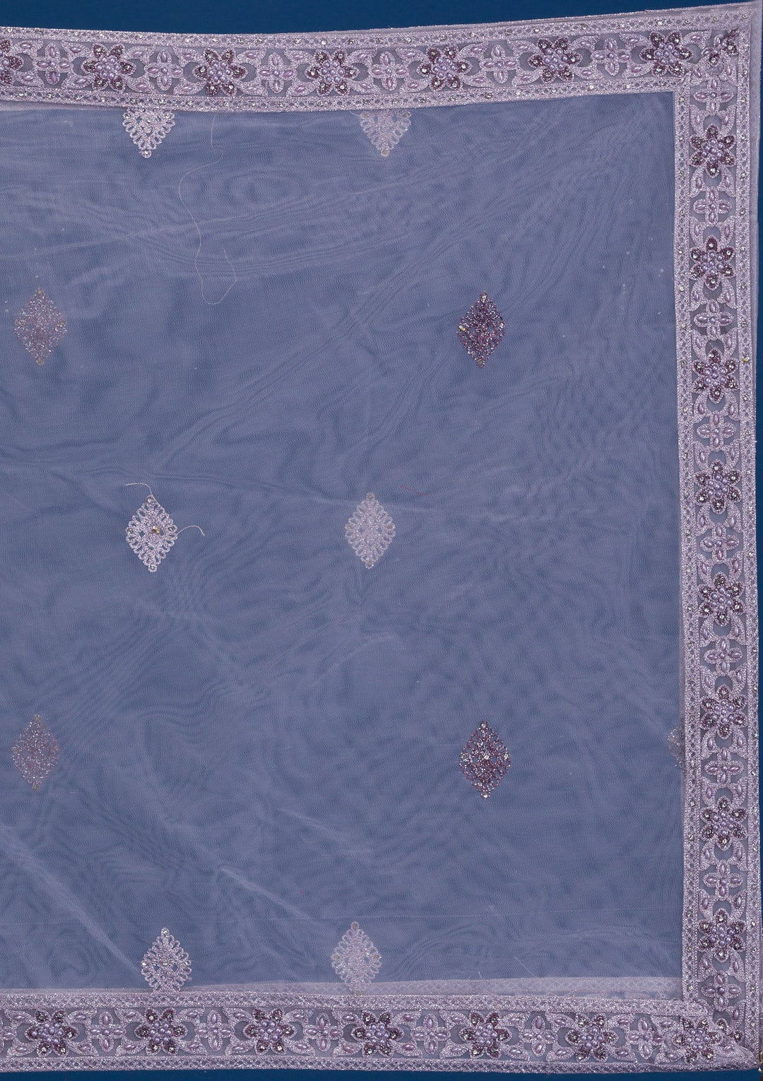 Mauve Pearlwork Net Readymade Lehenga-Koskii