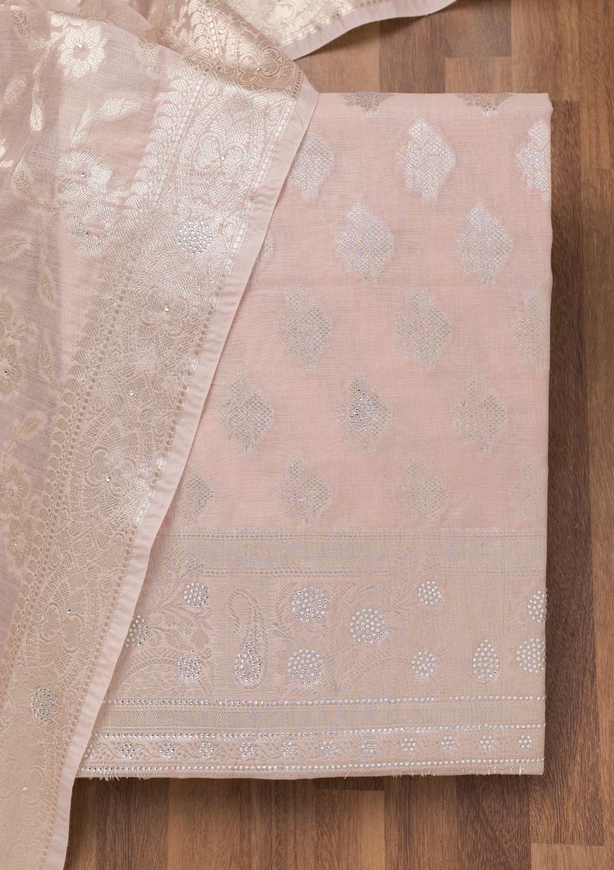 Mauve Printed Banarasi Unstitched Salwar Suit-Koskii