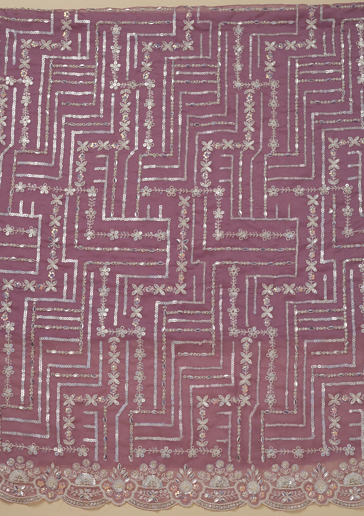Mauve Sequins Organza Unstitched Salwar Suit-Koskii