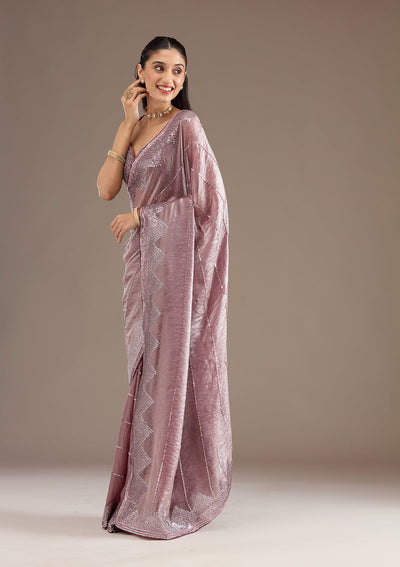 Mauve Sequins Tissue Saree-Koskii