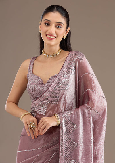 Mauve Sequins Tissue Saree-Koskii