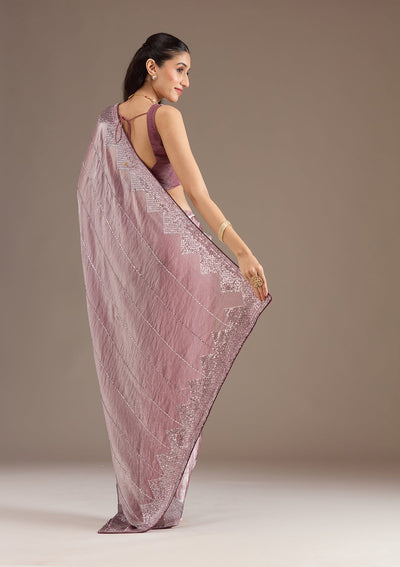 Mauve Sequins Tissue Saree-Koskii