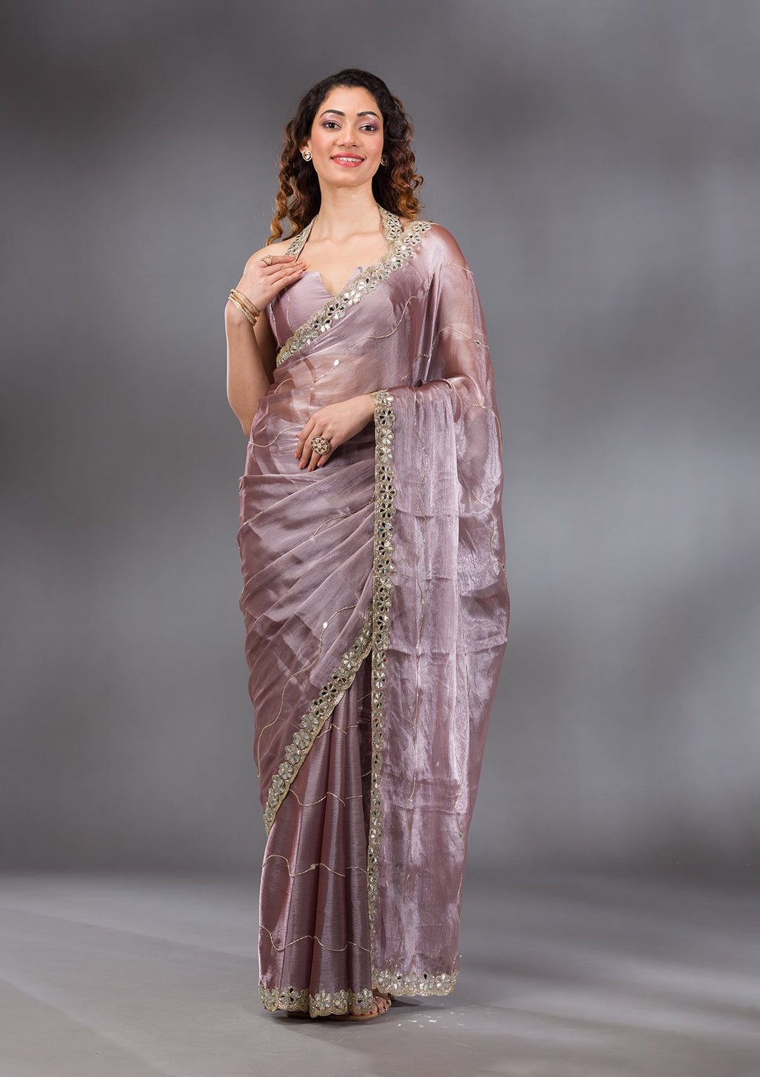 Mauve Stonework Georgette Saree-Koskii