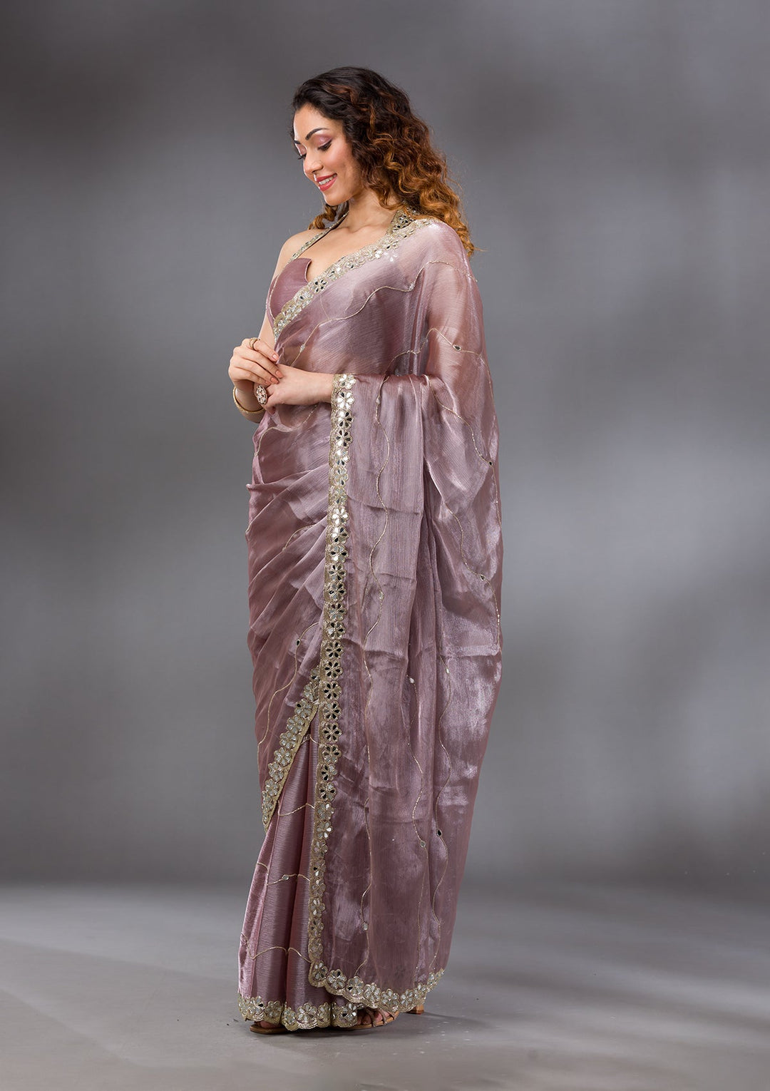 Mauve Stonework Georgette Saree-Koskii