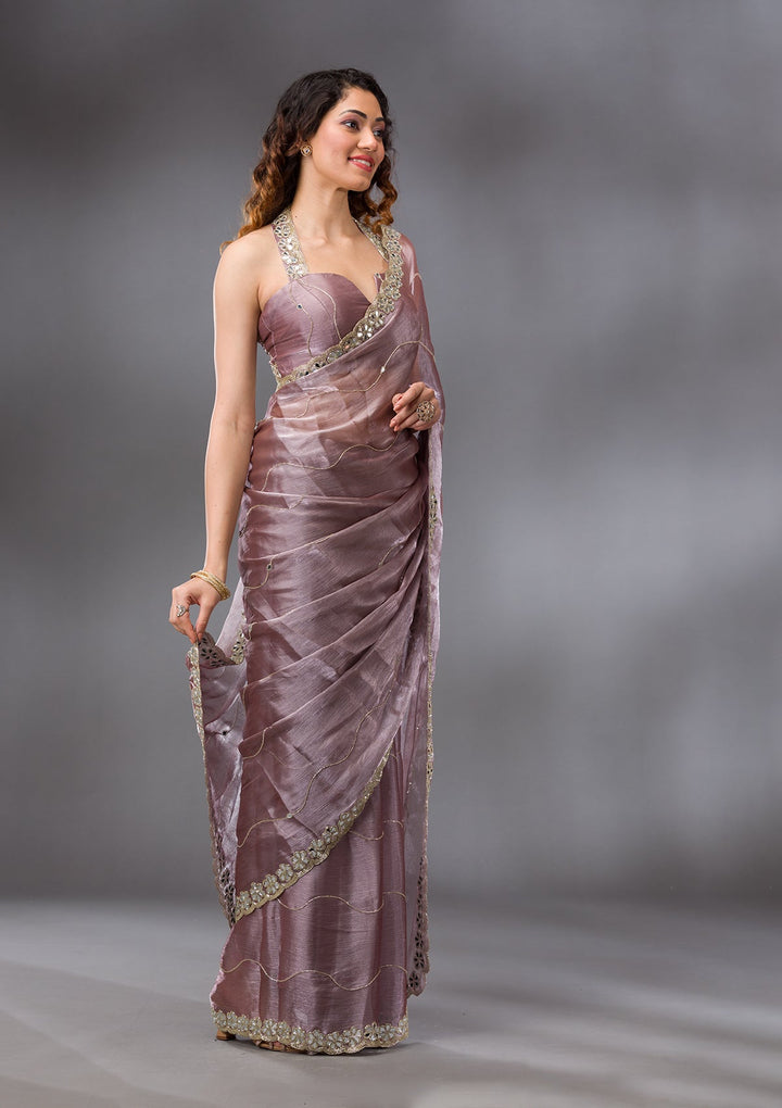 Mauve Stonework Georgette Saree-Koskii