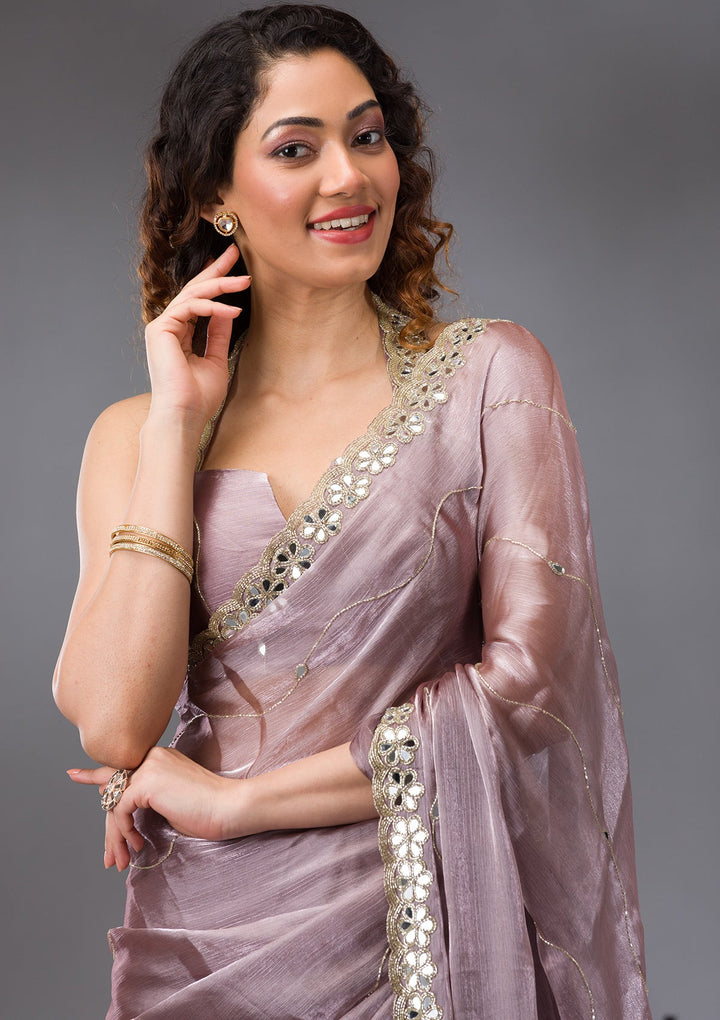 Mauve Stonework Georgette Saree-Koskii