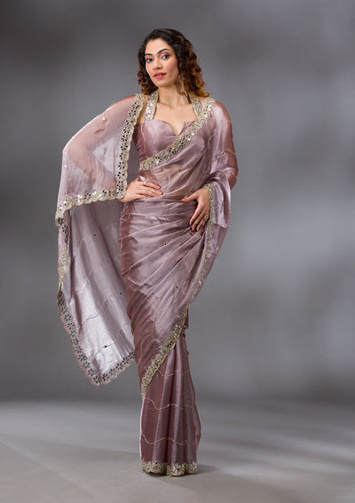 Mauve Stonework Georgette Saree-Koskii