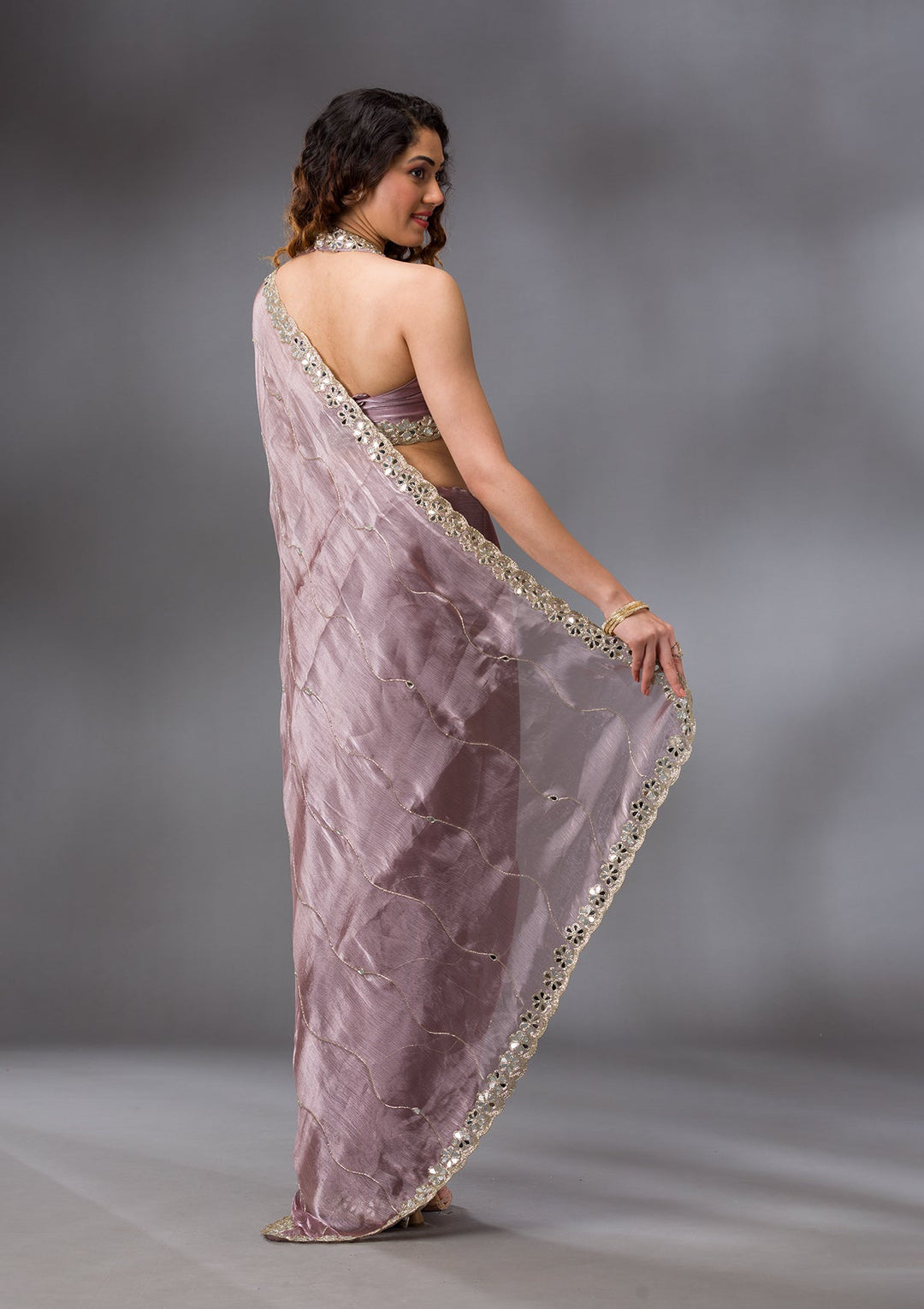 Mauve Stonework Georgette Saree-Koskii