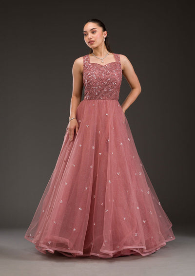 Mauve Stonework Net Gown-Koskii