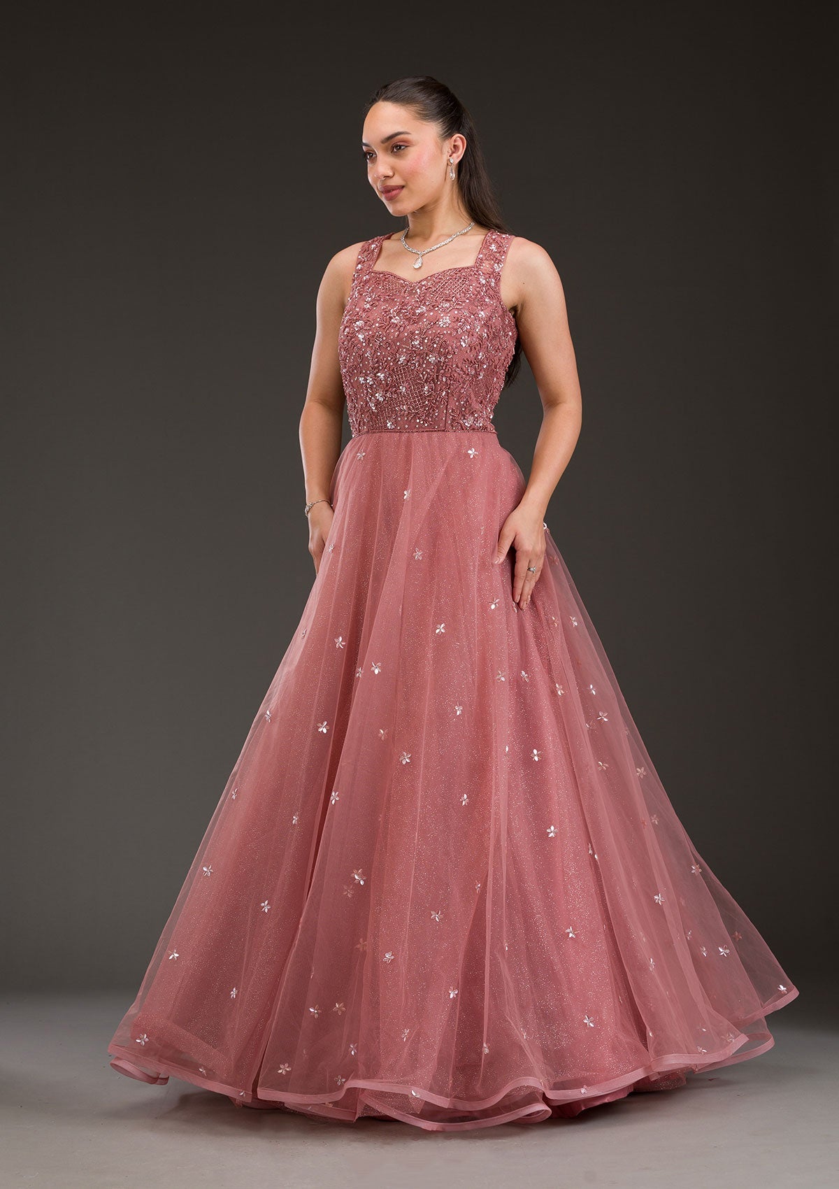 Mauve Stonework Net Gown-Koskii