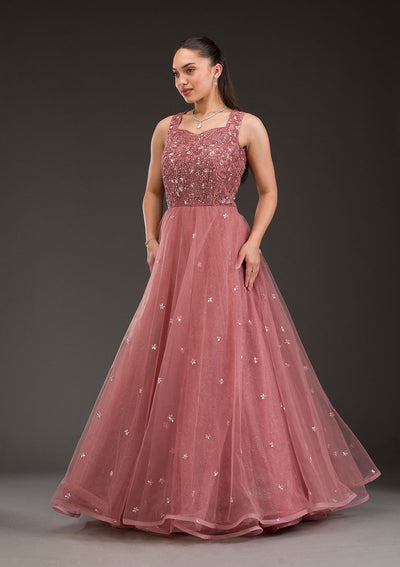 Mauve Stonework Net Gown-Koskii