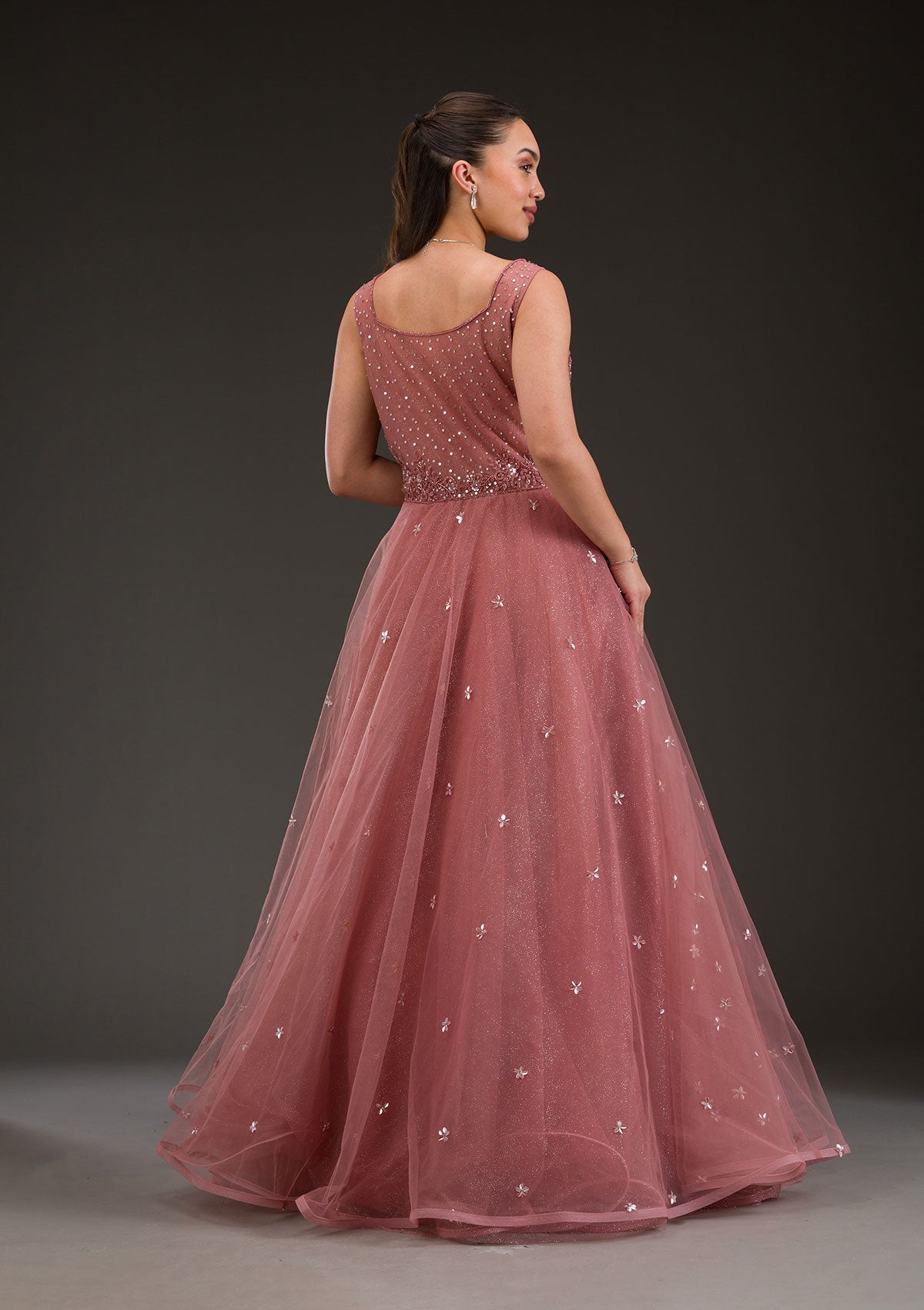 Mauve Stonework Net Gown-Koskii