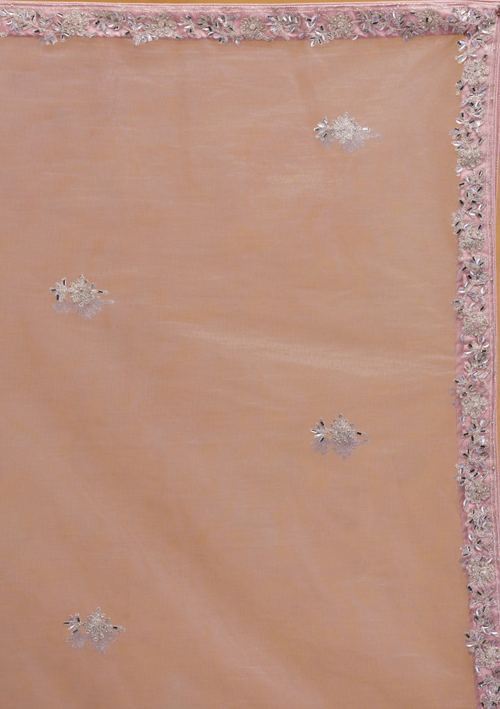 Mauve Stonework Net Readymade Lehenga-Koskii