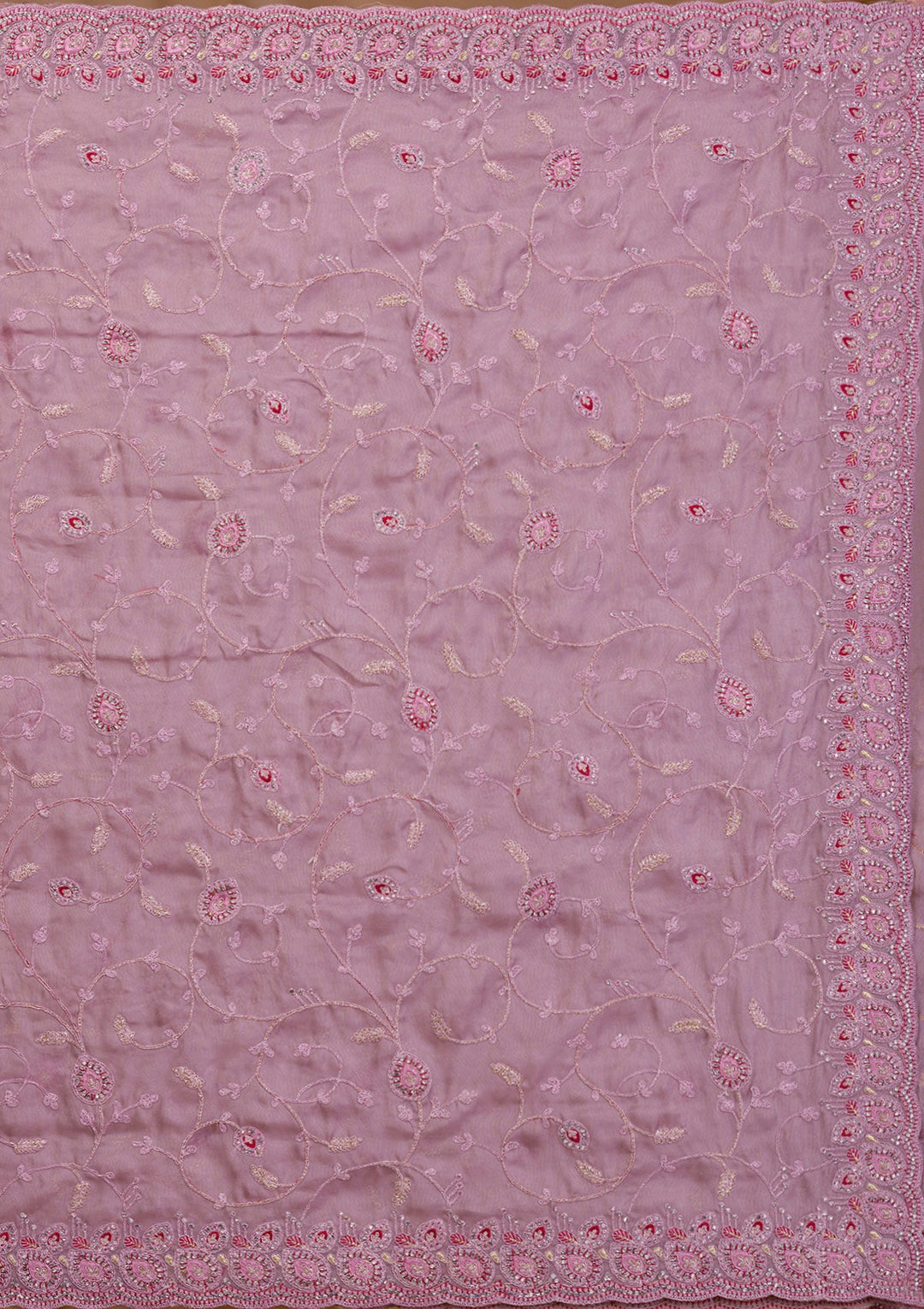 Mauve Stonework Net Saree-Koskii