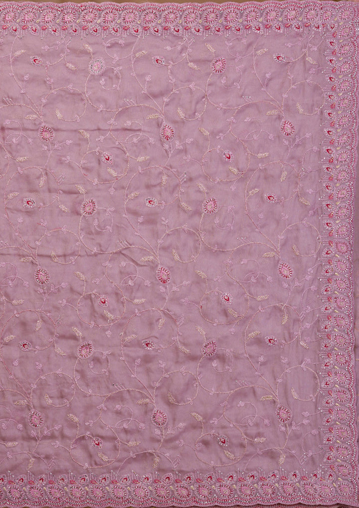 Mauve Stonework Net Saree-Koskii