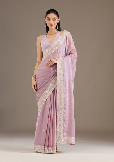 Mauve Stonework Tissue Saree-Koskii