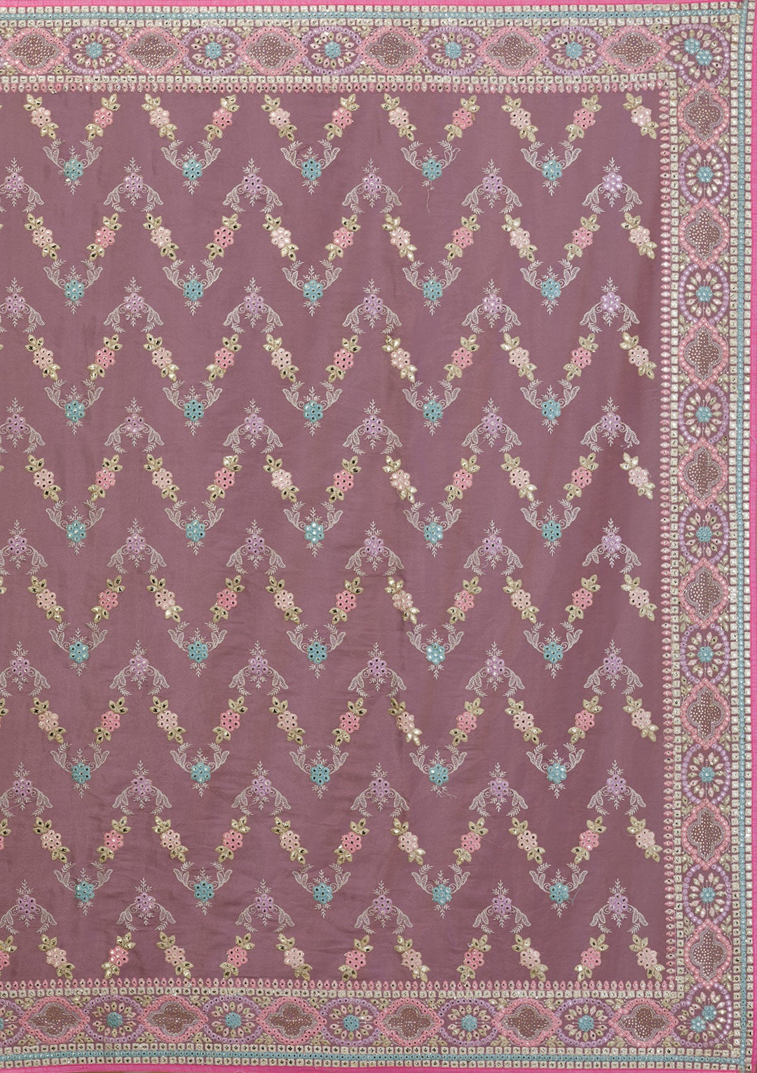 Mauve Swarovski Chiffon Saree-Koskii