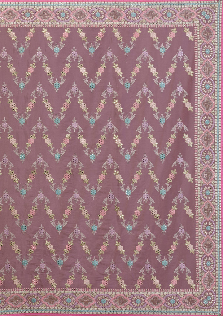Mauve Swarovski Chiffon Saree-Koskii