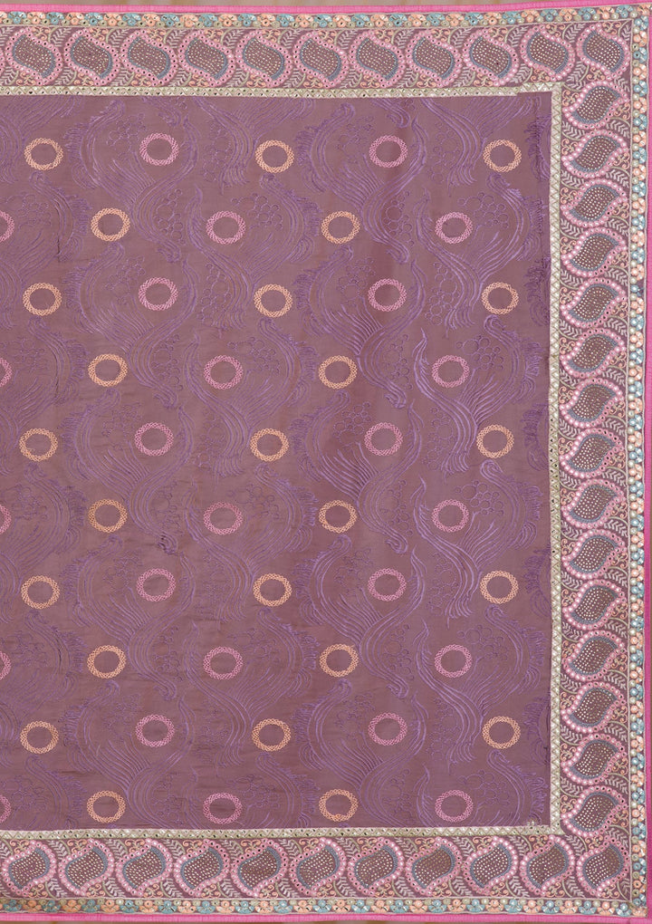 Mauve Swarovski Chiffon Saree-Koskii